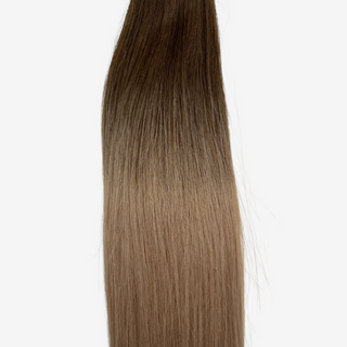 Micro Bonding Echthaar-Extensions / Ombré / A-2T - 18A / Mittelbraun - Aschblond
